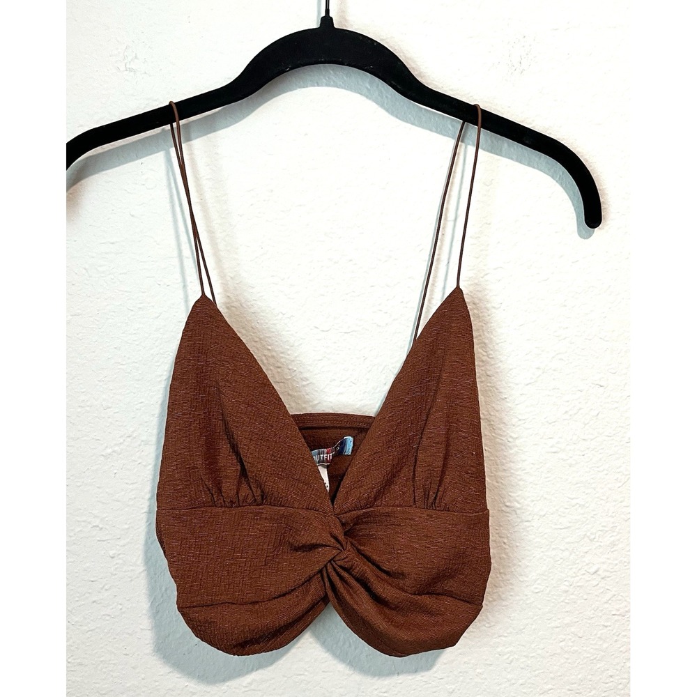 Urban Outfitters Cropped Tank Top Size Small Brown Stretchy Strappy Y2K Style